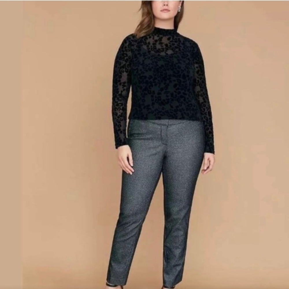 Lane Bryant Allie Sexy Stretch Skinny Ankle Pant, Size 18, Metallic Black/Silver